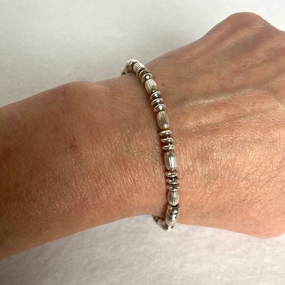 Sterling Silver 925 Italy Ball Beaded Flexible Cuff Bracelet Sz 6.75" - Picture 6 of 16